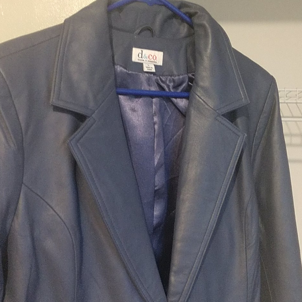 Dusty blue leather jacket
